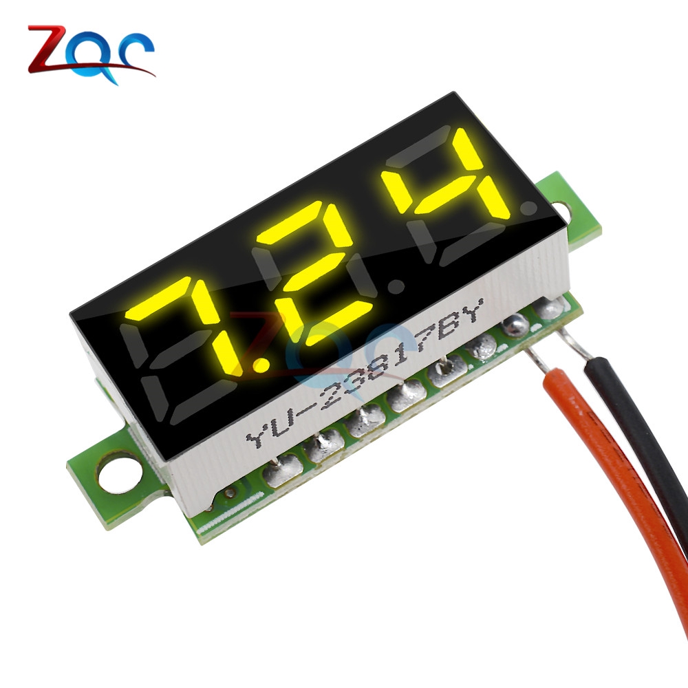 Thiết bị đo điện áp kỹ thuật số có đèn LED .28 inch DC 0-100V 3.5-30V 2 3 dây đo nhỏ tiện dụng