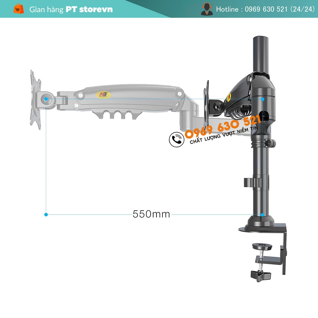 GIÁ TREO MÀN HÌNH NB-H80 - TẢI TRỌNG 9KG - XOAY MÀN 360 ĐỘ