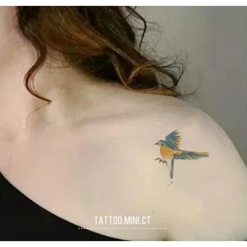 Hình xăm chim én c01.Xăm dán tatoo mini tạm thời, size &lt;10x6cm