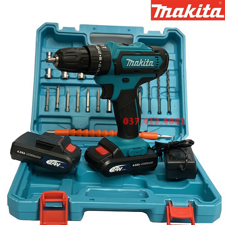 Máy Khoan Bê Tông MAKITA 24V 2 PIN (TẶNG Bộ Phụ Kiện 24 Chi Tiết) - khoan tường , bắt vít