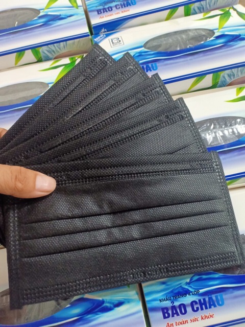 Hộp 50 chiếc Khẩu trang y tế 4 lớp nhãn hiệu Bảo Châu, đầy đủ giấy tờ kiểm định chất lượng