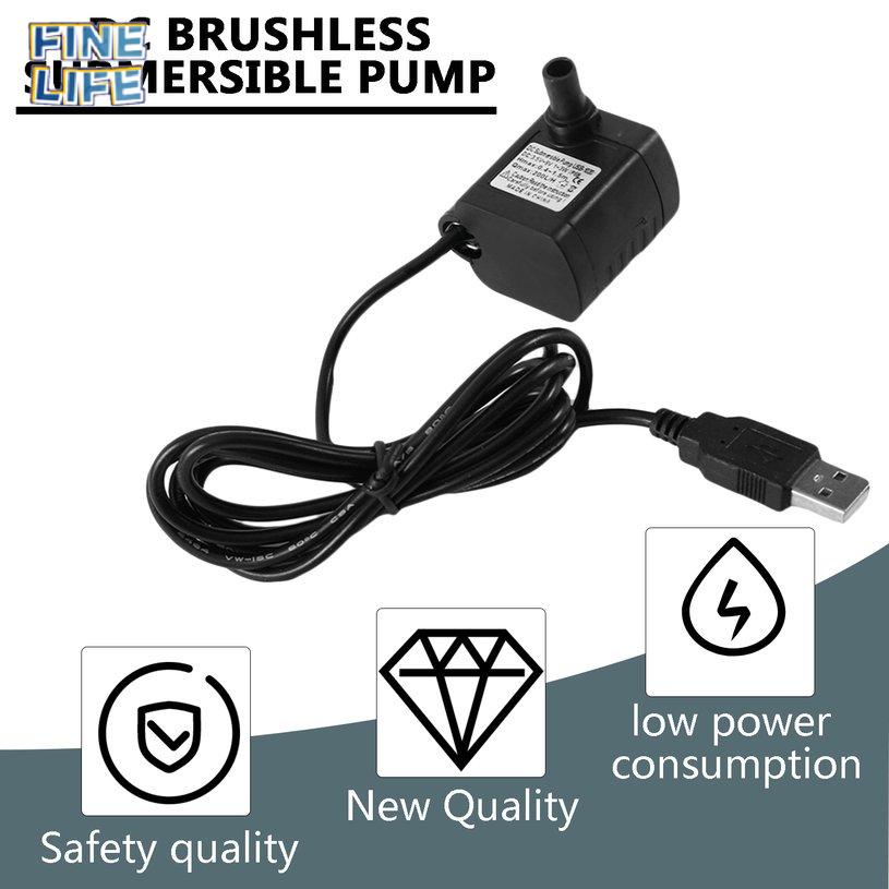 DC3.5-9V 3W Brushless DC Submersible Water Pump USB Fountain Fish Tank Pump