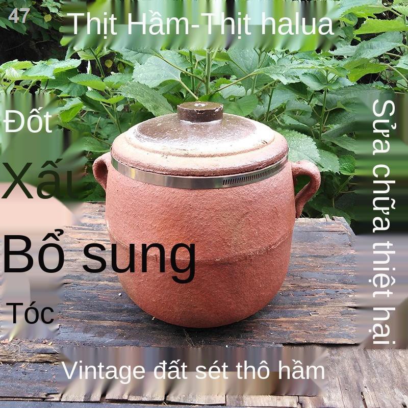 BNồi đất thô kiểu cũ hầm lửa hở canh thịt nấu kho truyền thống nhiệt độ cao người tiêu dùng và thương mại