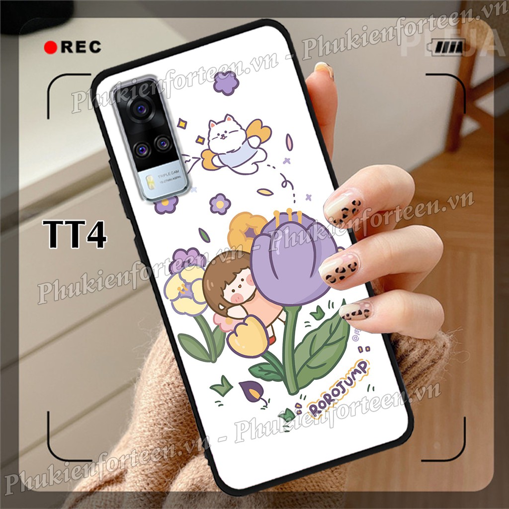 Ốp lưng Vivo Y51(2020) in hình bé gái Roro Jump tóc ngang vai siêu đáng yêu dễ thương, siêu bền.