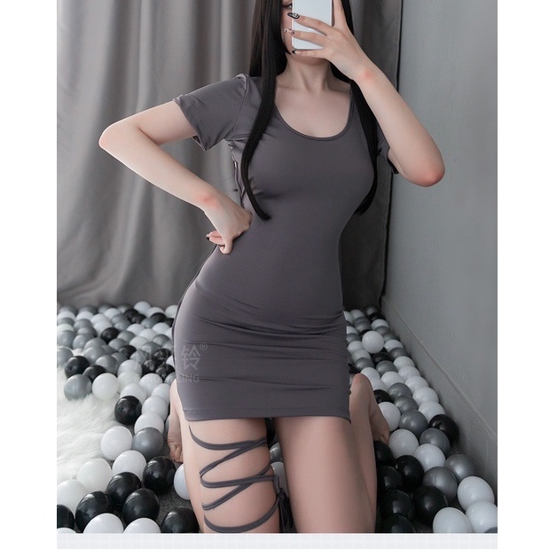 Váy Ngủ Nữ Sexy Body Cut Out Táo Bạo Đầm Ngủ Đan Dây Nửa Kín Nửa Hở Ivyshop vB003