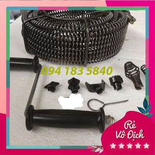 Dây thông cống lò xo dài 15m+Tay quay+Đầu kết nối💎Freeship💎