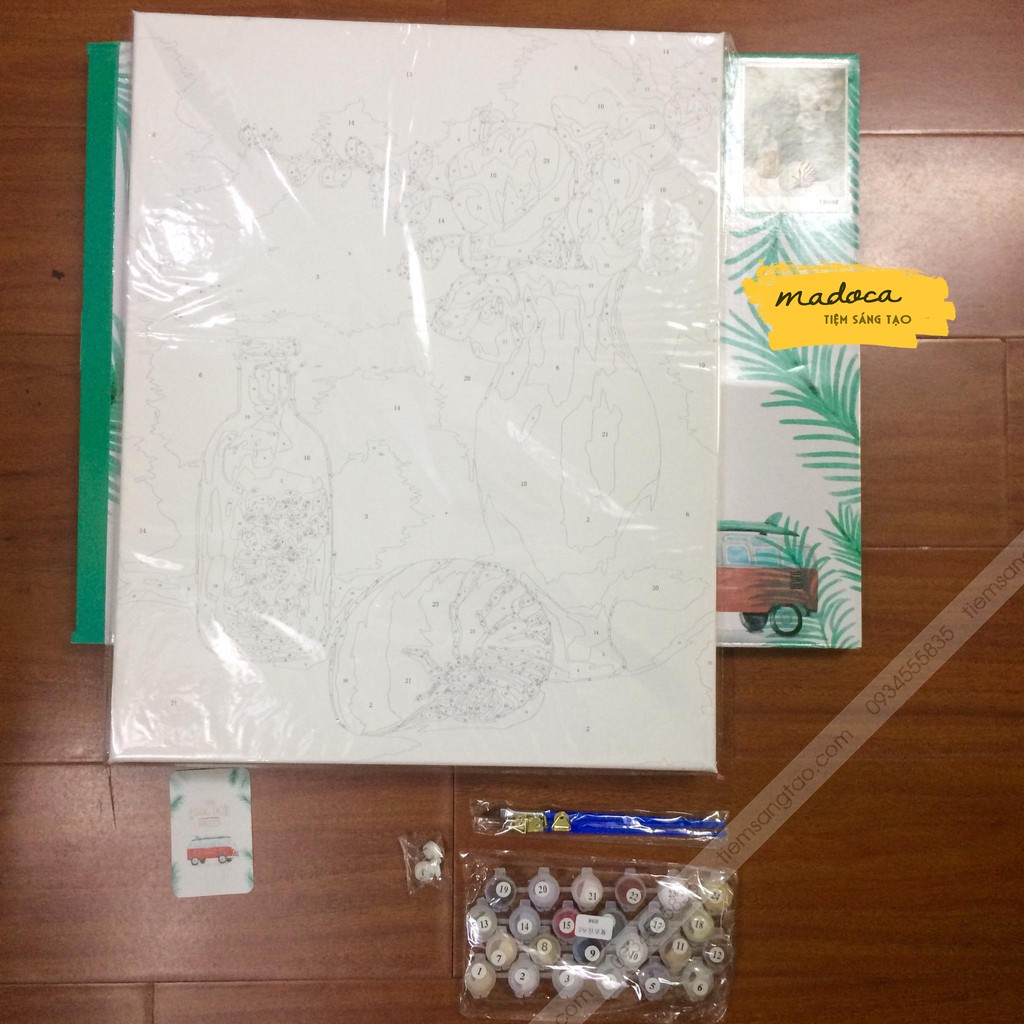 Tranh tô màu 40x50cm có khung Bình Lan Trắng 2 T966