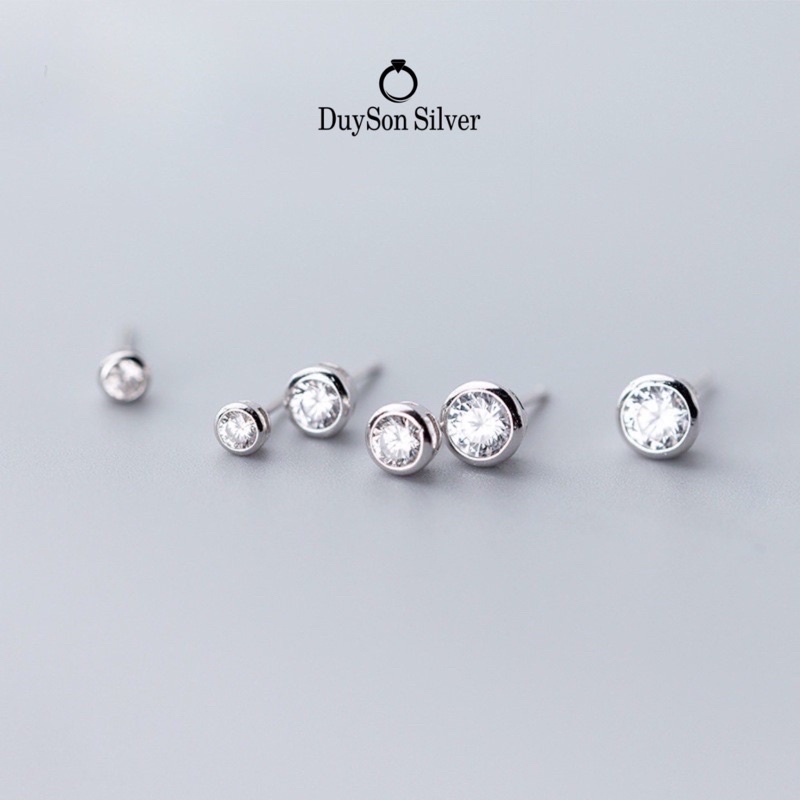 Khuyên tai bạc nụ đá ổ tròn, Bông tai bạc nữ Duyson Silver