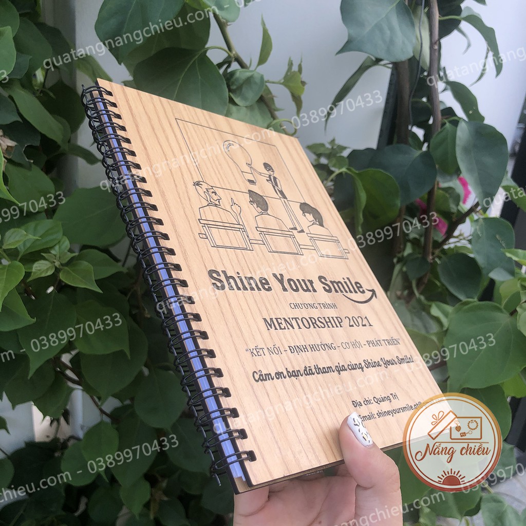 Sổ gáy lò xo_notebook khắc theo yêu cầu- sổ gỗ khắc tia laze theo yêu cầu_ món quà tặng sinh nhật ý nghĩa