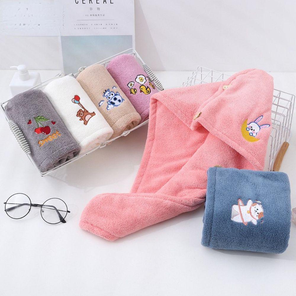 Mũ Lông Cừu Trùm Đầu Thấm Hút Tốt In Họa Tiết Hoạt Hình Dễ Thương Tiện Dụng Cho Nhà