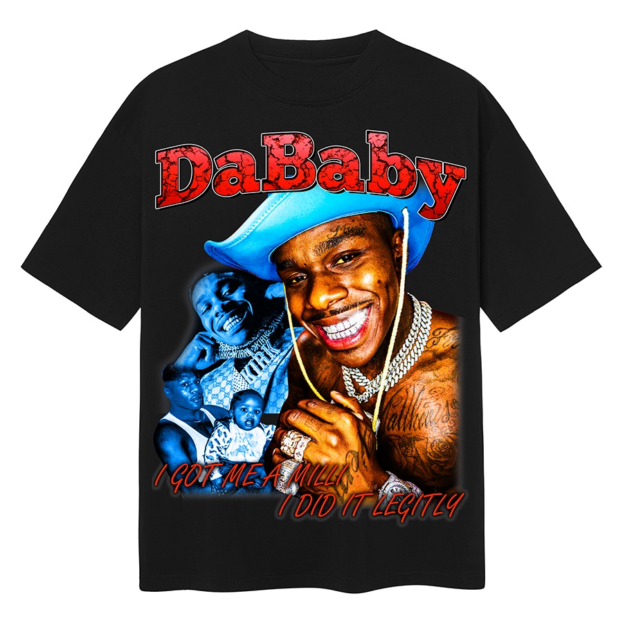 BLANK | Áo Thun DABABY Tay Lỡ Unisex - Đen/Trắng Cổ Tròn