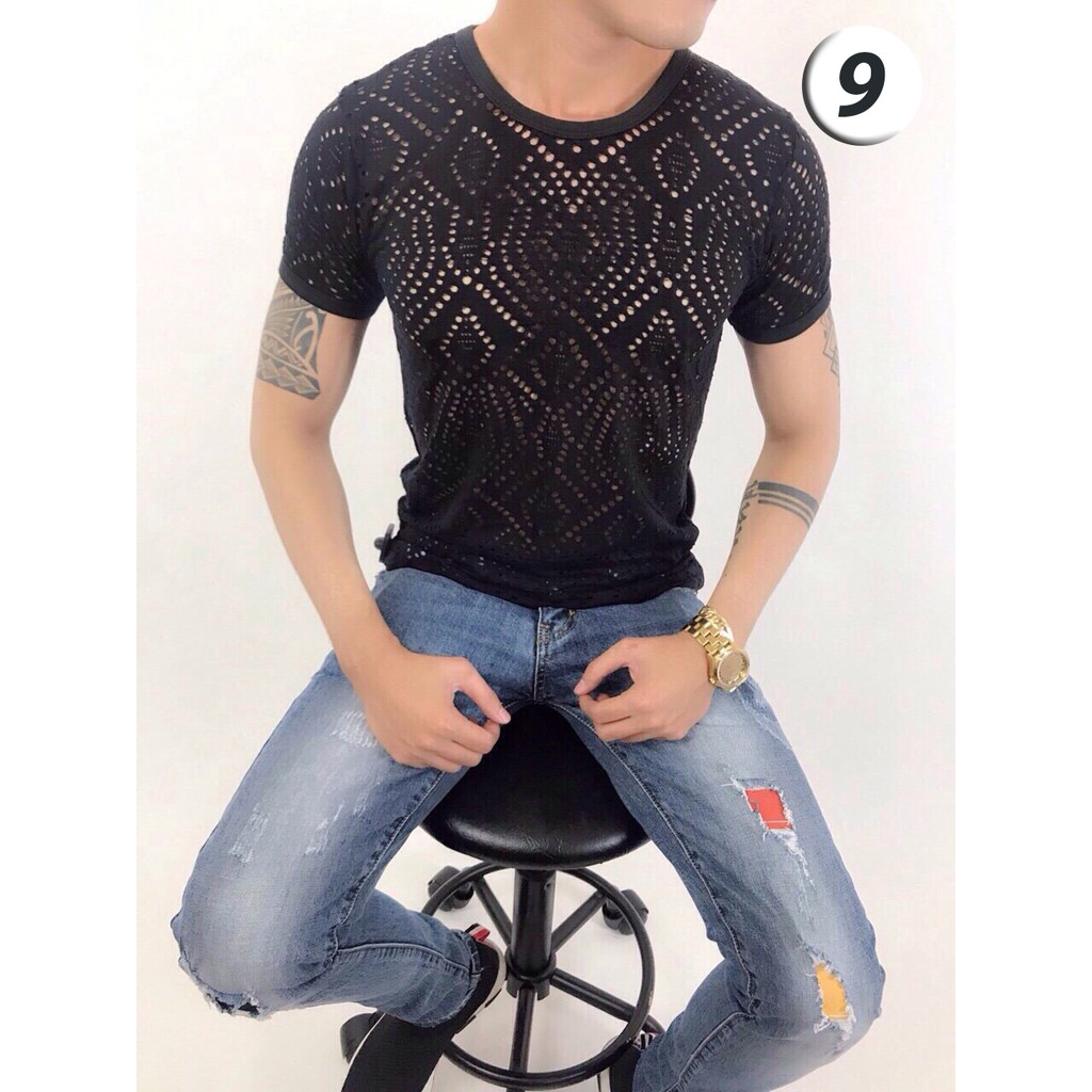 Áo thun lưới tay ngắn vải cotton