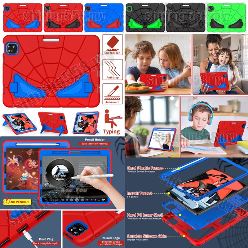 For iPad Air 4 5 10.9 Pro 11 2018/2020/2021/2022 Spider-Man Kids Shockproof Case With Bracket Multiple Protection Tablet Cover
