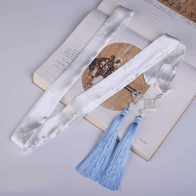 Dây buộc tóc cổ trang chất liệu tơ lụa in hoa kèm dây tô