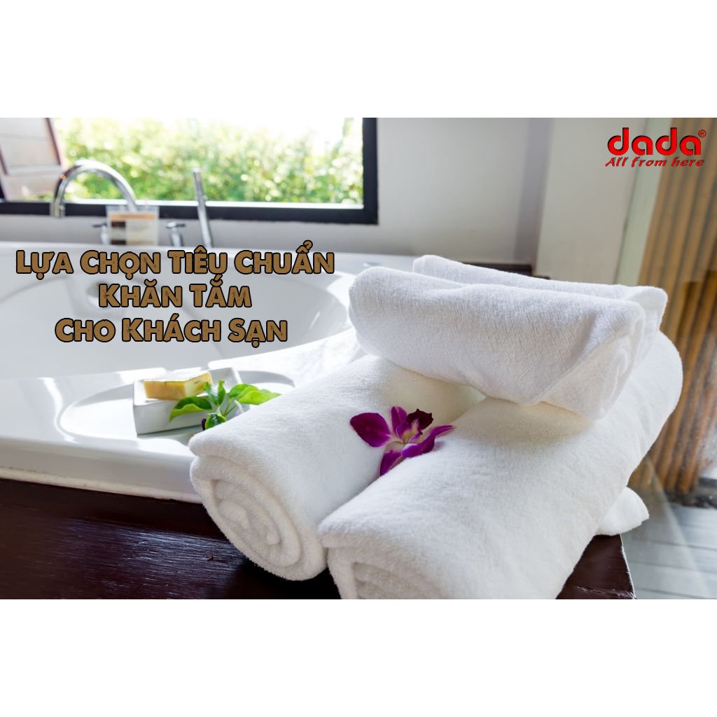 Combo 2 Khăn Bông DADA Tiêu Chuẩn Khách Sạn 5 Sao - 100% Cotton Mềm Mịn Hút Ẩm Tốt - Màu Trắng