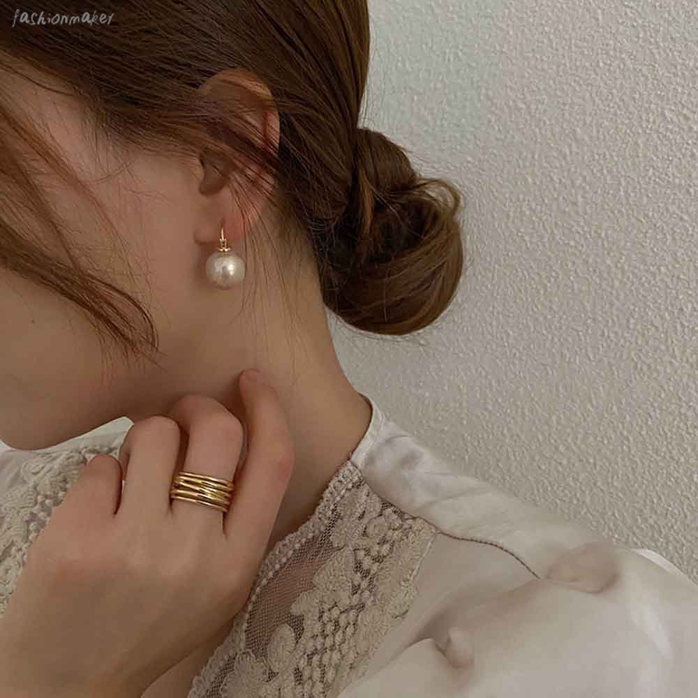 Bông tai mạ bạc 925 đính ngọc trai phong cách retro thanh lịch