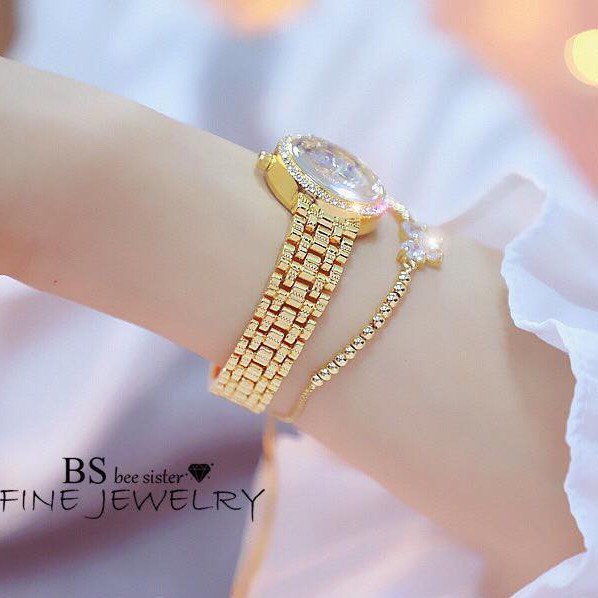 Đồng hồ nữ BS BEE SISTER BSCX dây thép mặt đính đá xanh sang trọng | BigBuy360 - bigbuy360.vn