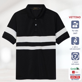 Áo Polo Nam Ngắn Tay Vettino Phối Viền Co Giãn 4 Chiều, Áo Thun Nam Cổ Bẻ Dáng Ôm Vải Cotton Thoáng Mát