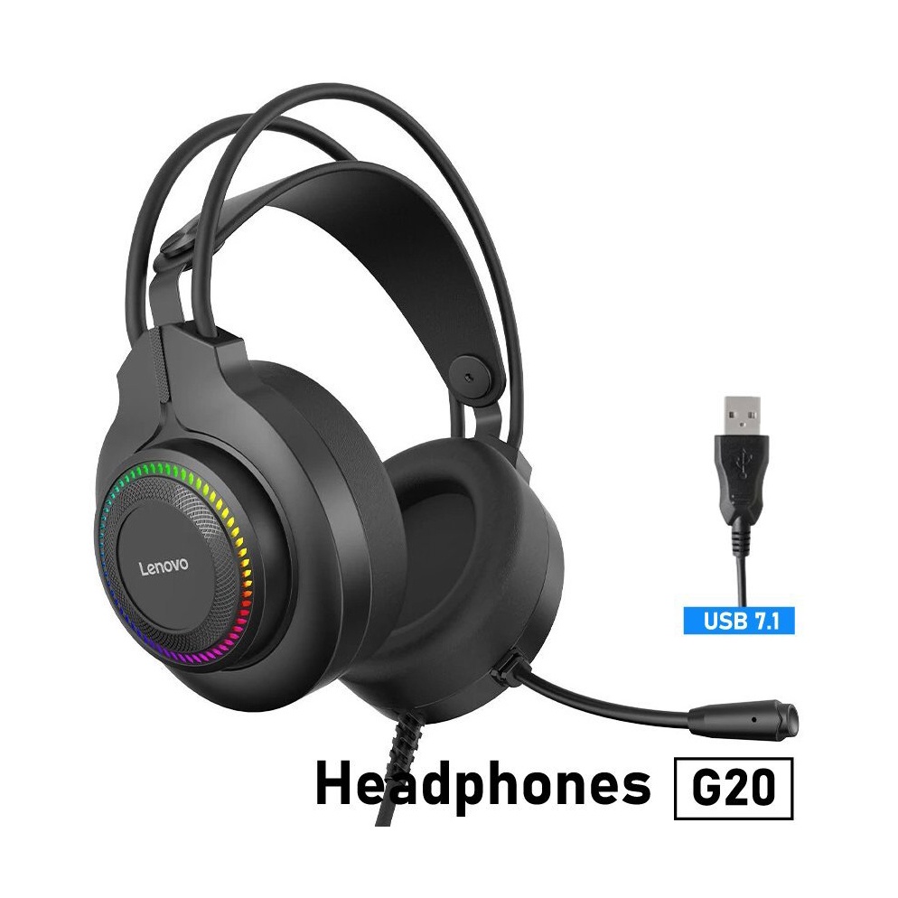 Tai nghe 7.1 gaming LENOVO G20 thinkplus led RGB - micro điều chỉnh 360 độ (Đen) Phụ kiện 1986