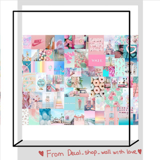 [FREESHIP EXTRA] Wall Collage dán tường trang trí decor phòng ngủ - theme Pastel Blue Pink
