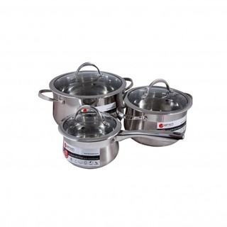 BỘ NỒI VÀ QUÁNH INOX CAO CẤP ELMICH INOX 304 IBIZA 3 CHIẾC CỠ 16CM, 20CM, 24CM EL0124