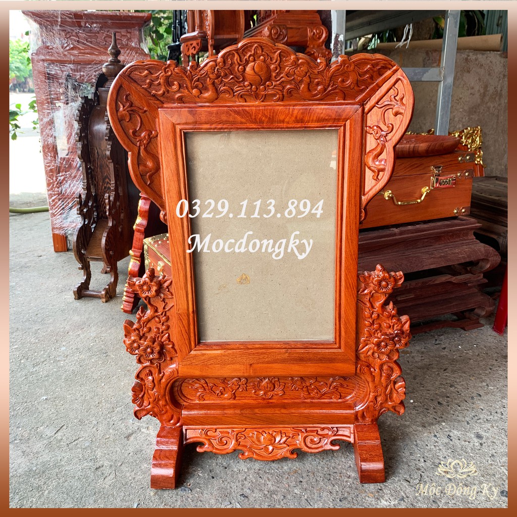 Khung ảnh Ban Thờ gỗ Hương chạm Hoa Mai