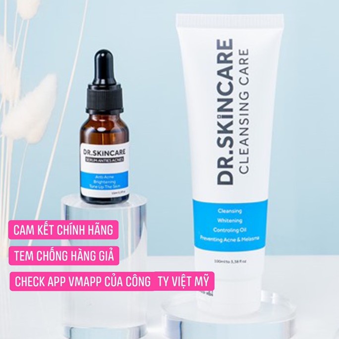 (check mã điện tử-chính hãng 100%) Combo cải thiện mụn tận gốc Dr . Skincare (sữa rửa mặt + serum)