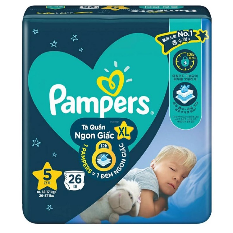 Tã quần Ngủ ngon Pampers đêm đủ size L30/XL26/XXL22