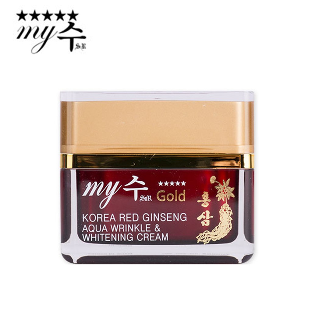 KEM DƯỠNG DA HỒNG SÂM NGÀY VÀ ĐÊM KOREA RED GINSENG AQUA WRINKLE & WHITENING CREAM MY GOLD 50ML