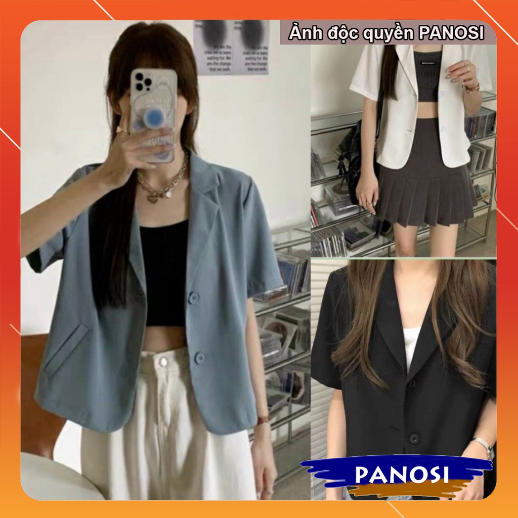 [XẢ HÀNG GẤP] Áo blazer trơn kiểu dáng Croptop, Áo blazer nữ cộc tay dáng ngắn croptop kiểu vest 1 lớp style Hàn Quốc A4