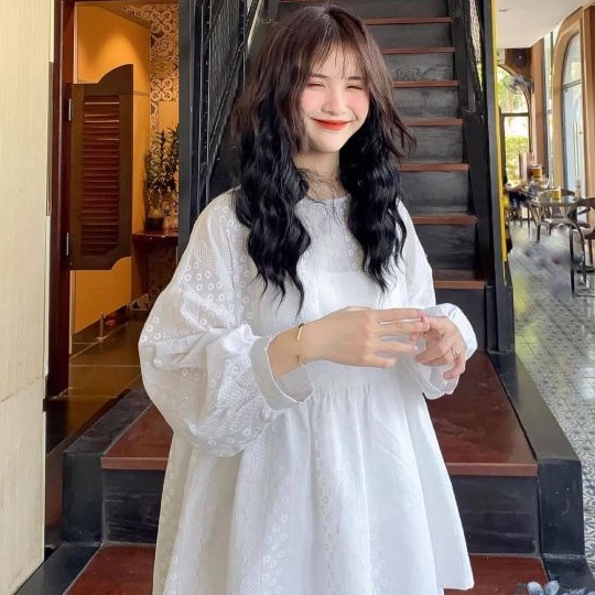 Áo babydoll xô thêu hoa siêu điệu.Áo babydoll kiểu cách thêu hoa tay bồng siêu xinh