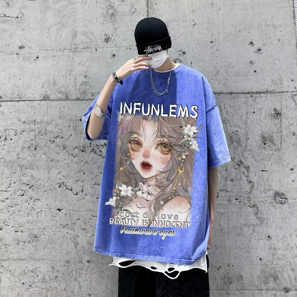 Áo Thun Tay Ngắn Dáng Rộng In Chữ Phong Cách Hip Hop Thời Trang Mùa Hè Cho Nam Giới Có 5 Màu Size M-5XL