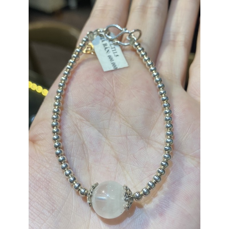 Vòng tay đá ưu linh trắng phối charm bạc - GAIA BY YANG