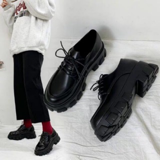 ( Ảnh thật ) giày ulzzang da bóng lót lông độn đế thời trang
