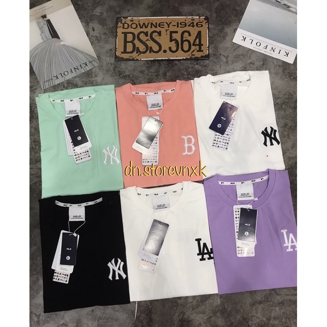 Áo Thun In Logo Màu Tím/Xanh/Trắng/Đen/Hồng