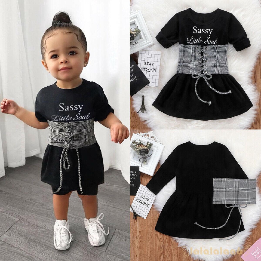 Fashion Baby Girls Sassy Little Soul Dress+Lace Up Vest