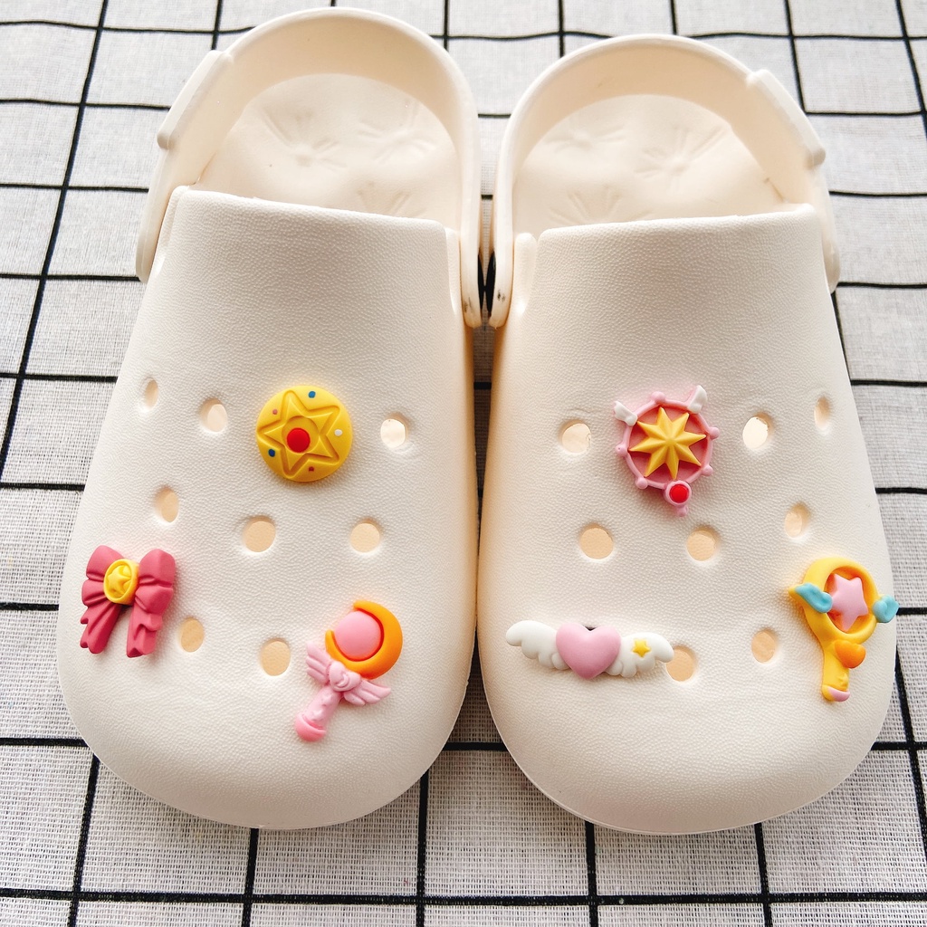 Sticker crocs Shoe Decoration for crocs đế caoBộ 6 Phụ Kiện Nút Khóa Giày Hình Thủy Thủ Mặt Trăng DIY Thời Trang#Loạt Phim Hoạt Hình