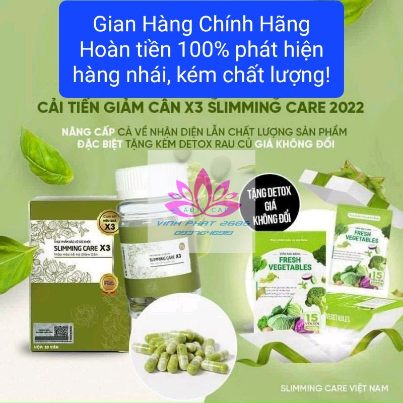 *Chính Hãng*Thảo Mộc Slimming. Care X3 kèm Detox