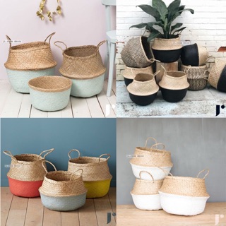 Giỏ cói sơn nữa giỏ - giỏ trang trí, giỏ trồng cây