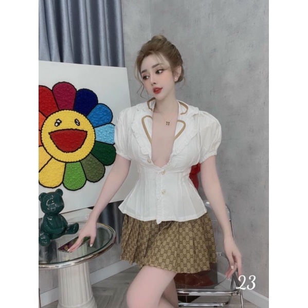Set áo sơ mi + váy guci