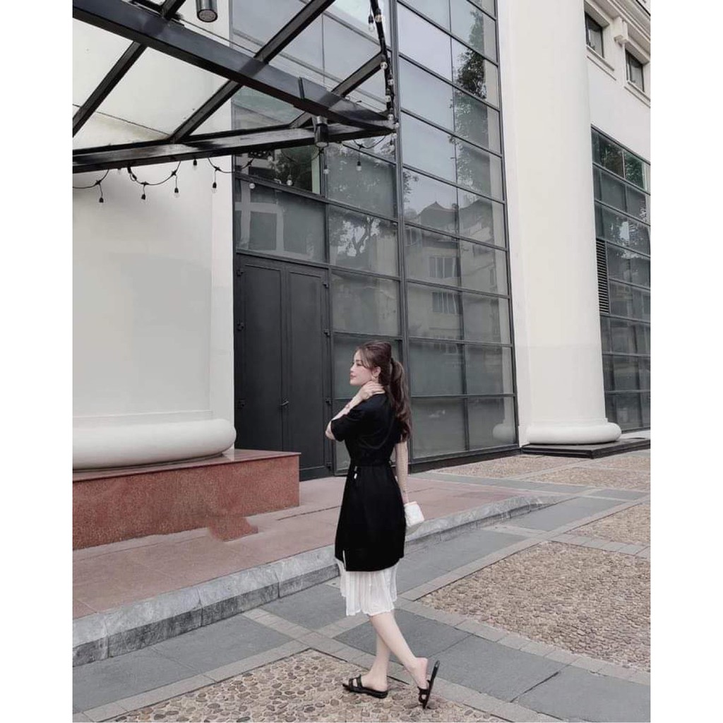 Váy rút eo chân xếp li