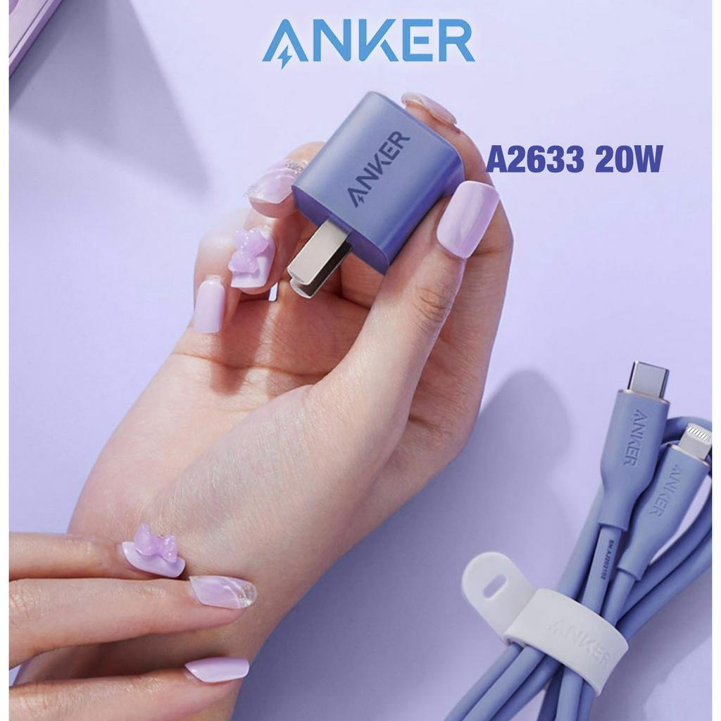 Củ Sạc Nhanh PD 20W Anker A2633,Cáp Sạc A8632/A8633 USB-C to L,Bảo Hành 12T