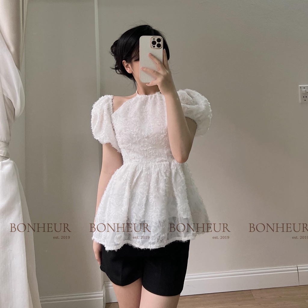 Áo yếm trễ vai tơ voan cao cấp mặc 2 kiểu sang chảnh phong cách tiểu thư Chloe Top