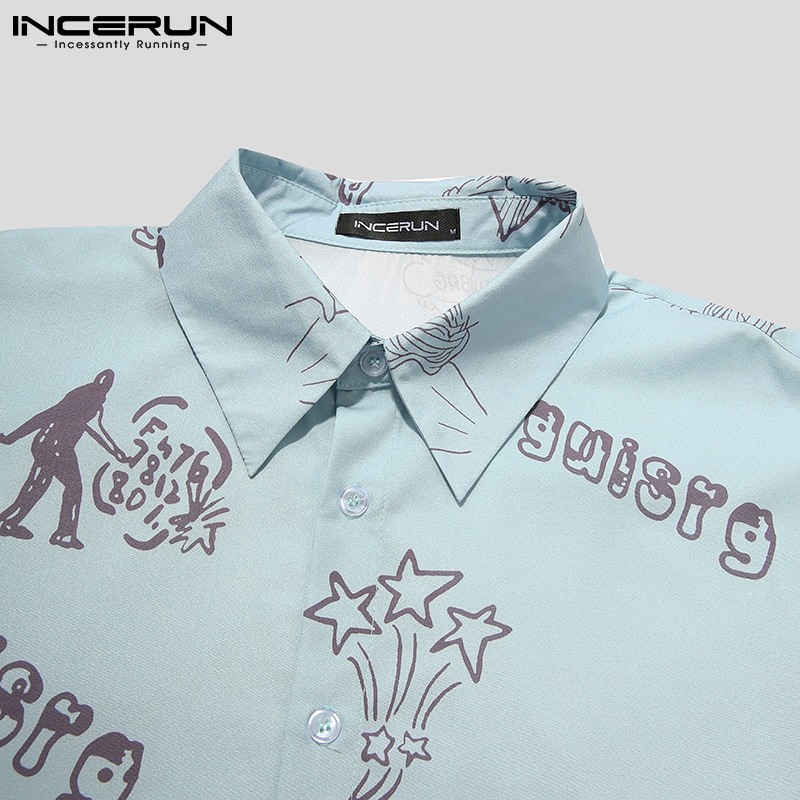 Áo Sơ Mi INCERUN Tay Ngắn In Họa Tiết Cá Tính Thời Trang Cho Nam | BigBuy360 - bigbuy360.vn