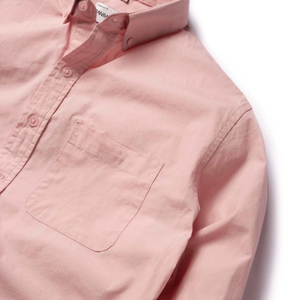 Áo sơ mi tay dài PANBAM 100% Cotton dày dặn, form regular fit màu hồng - FULL TAG MẠC CỦA SHOP | BigBuy360 - bigbuy360.vn