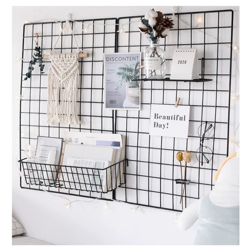 Giỏ Treo Tấm Lưới, Thanh Cài Đựng Đồ Giá Sắt Treo Đồ Trang Trí Lưới Treo Tường Decor Phụ Kiện Xinh Xắn