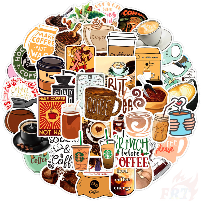 ❉ I Need More Coffee Series 02 Stickers ❉ 50Pcs/Set DIY Fashion Luggage Laptop Skateboard Doodle Decals Stickers