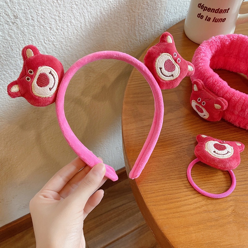 Băng Đô Cài Tóc Rửa Mặt Hình Gấu / Dâu Tây Dễ Thương Thời Trang 2022