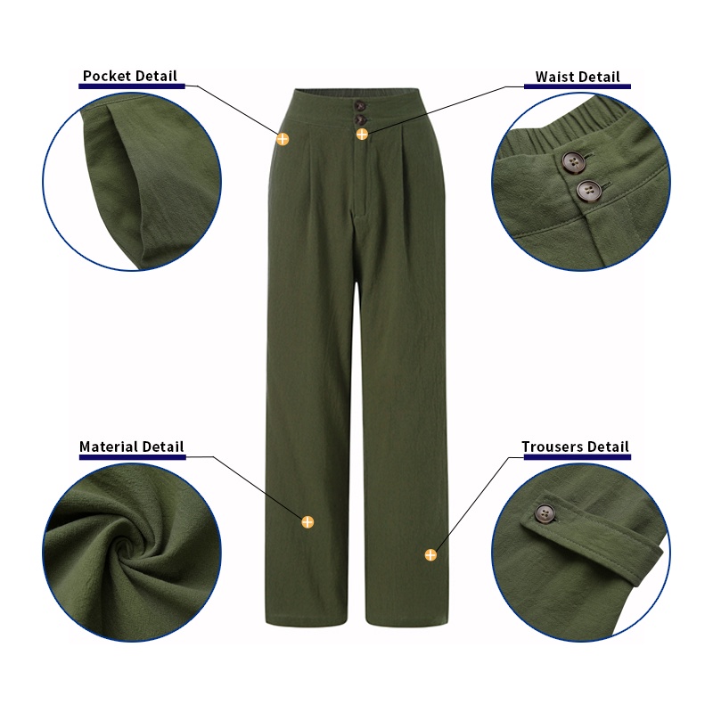 Quần dài ZANZEA ống rộng lưng thun có túi thời trang cho nữ