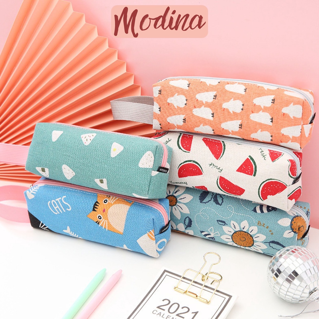 Túi đựng bút cute MODINA, hộp bút hoạt hình nam nữ dễ thương cá tính